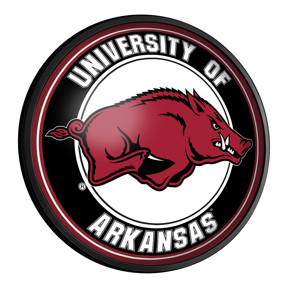 Arkansas Razorbacks Slimline Round Lighted Wall Sign