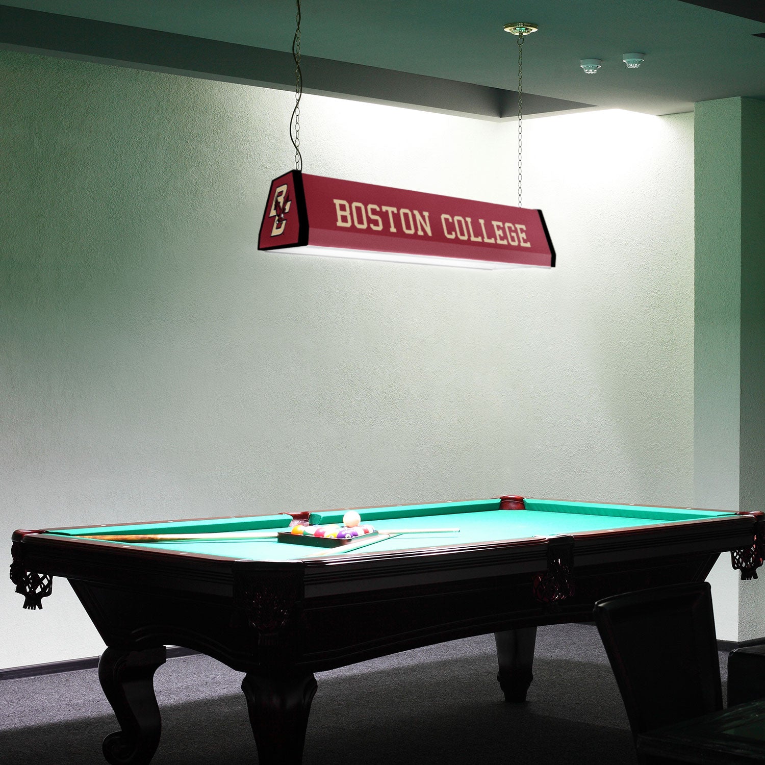 Boston College Eagles Standard Pool Table Light Room View
