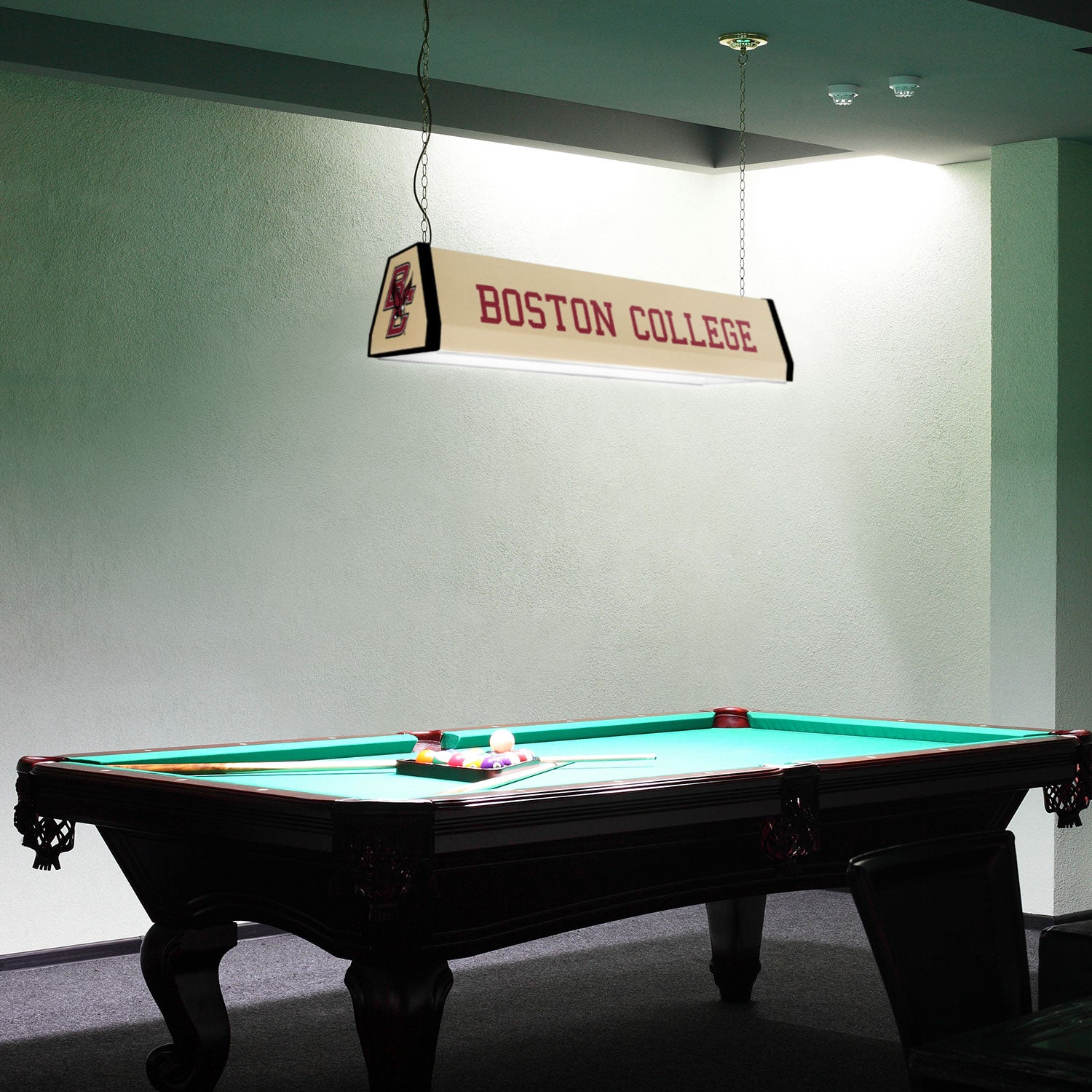 Boston College Eagles Standard Pool Table Light Room View