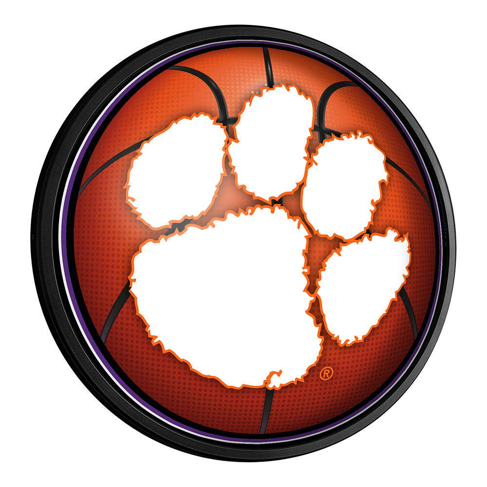 Clemson Tigers Basketball Slimline Round Lighted Wall Sign