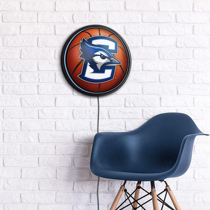 Creighton Blue Jays Basketball Slimline Round Lighted Wall Sign Room View