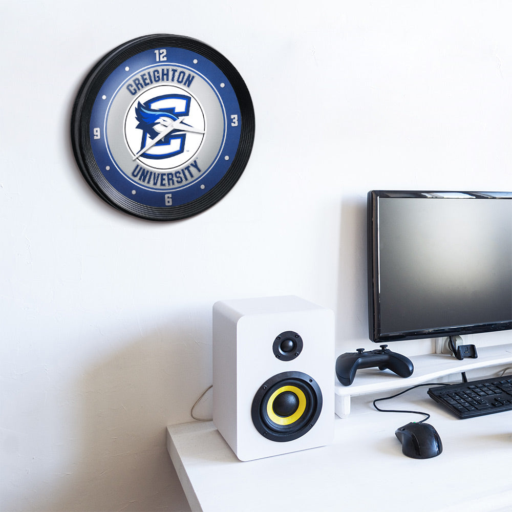 Creighton Blue Jays Ribbed Wall Clock Room View