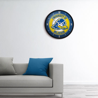 Delaware Blue Hens Round Wall Clock Room View
