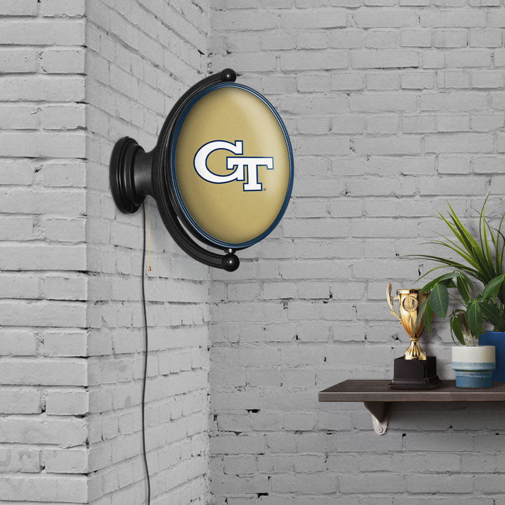 Georgia Tech Yellow Jackets Oval Rotating Wall Sign Room View