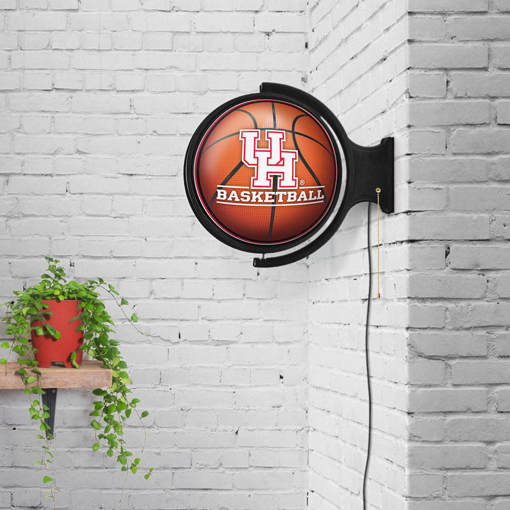Houston Cougars Round Basketball Rotating Wall Sign Room View
