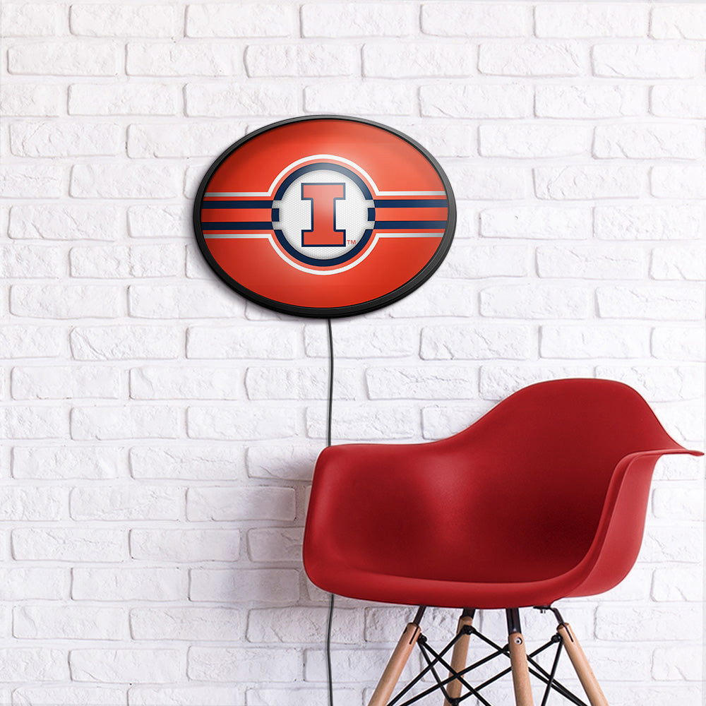 Illinois Fighting Illini Slimline Oval Lighted Wall Sign Room View