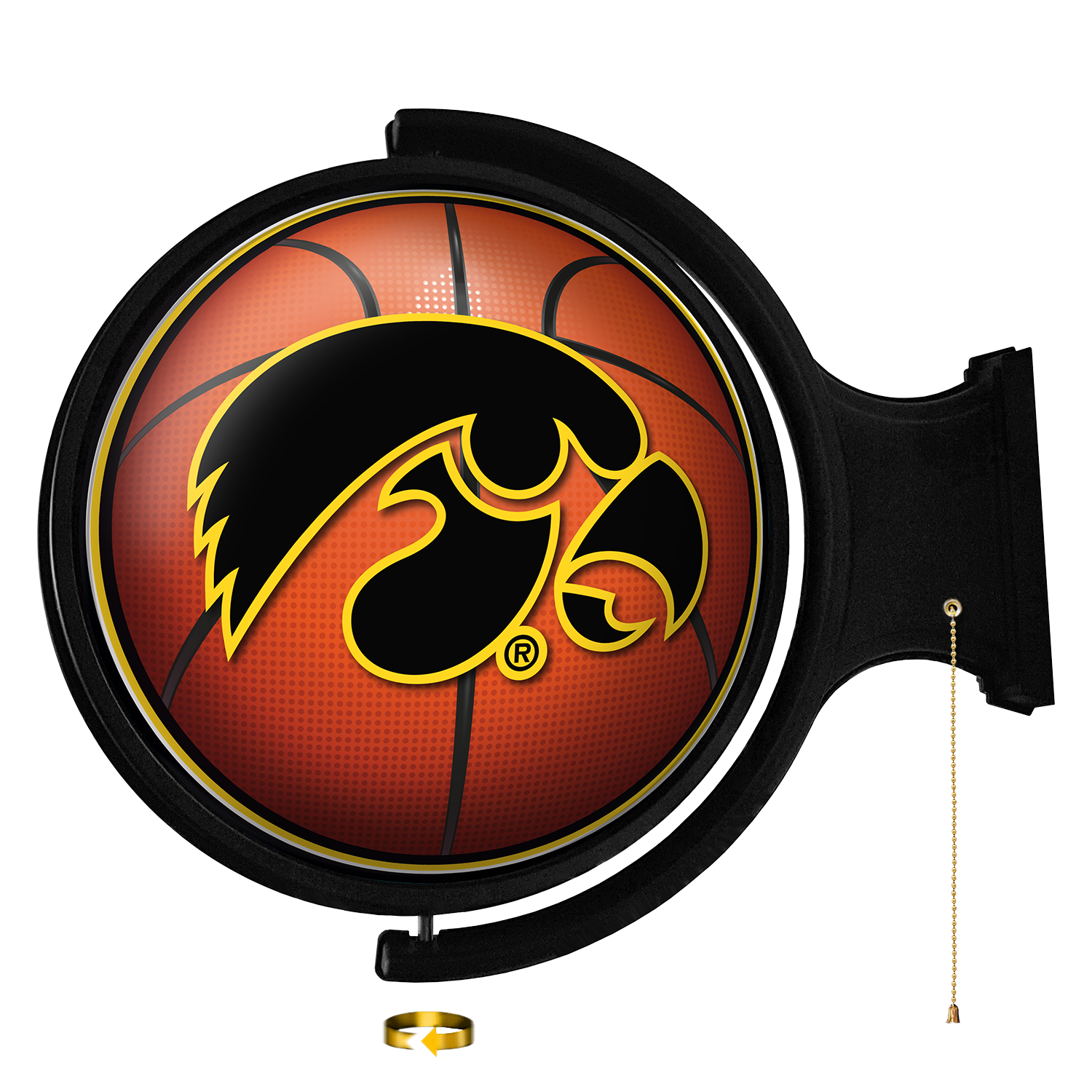 Iowa Hawkeyes Round Basketball Rotating Wall Sign