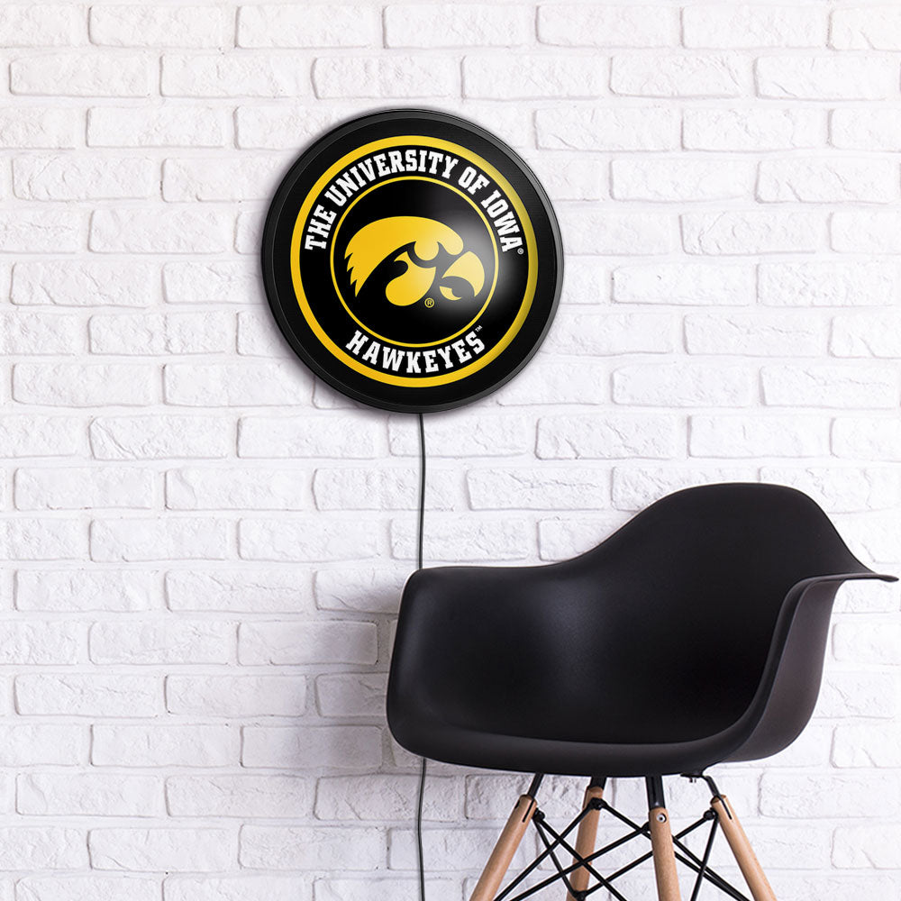 Iowa Hawkeyes Slimline Round Lighted Wall Sign Room View