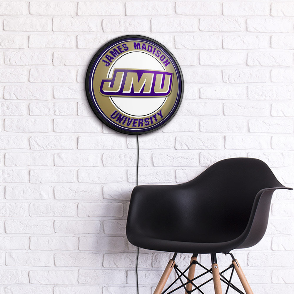 James Madison Dukes Slimline Round Lighted Wall Sign Room View