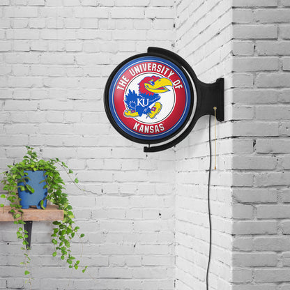 Kansas Jayhawks Round Rotating Wall Sign Room View