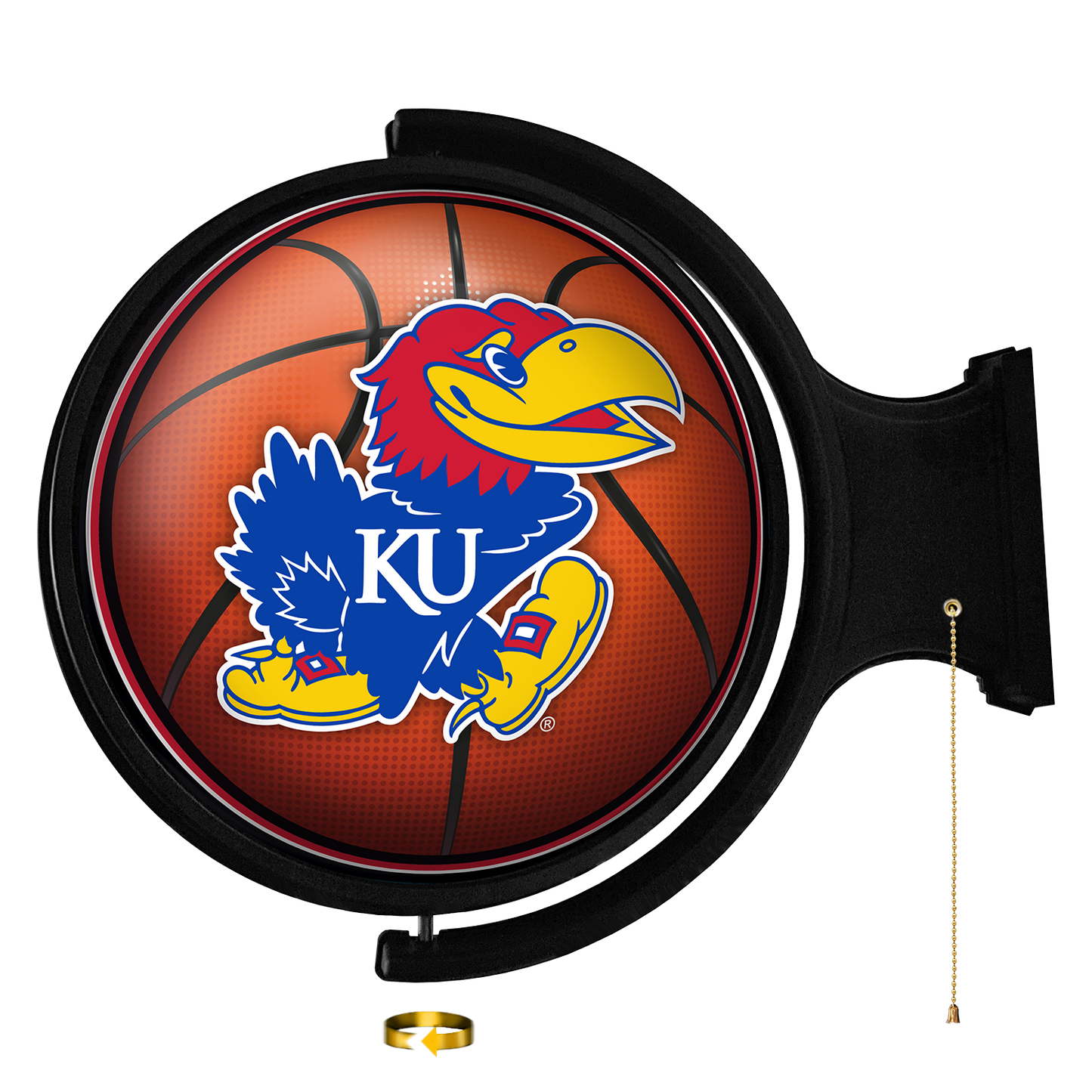 Kansas Jayhawks Round Basketball Rotating Wall Sign