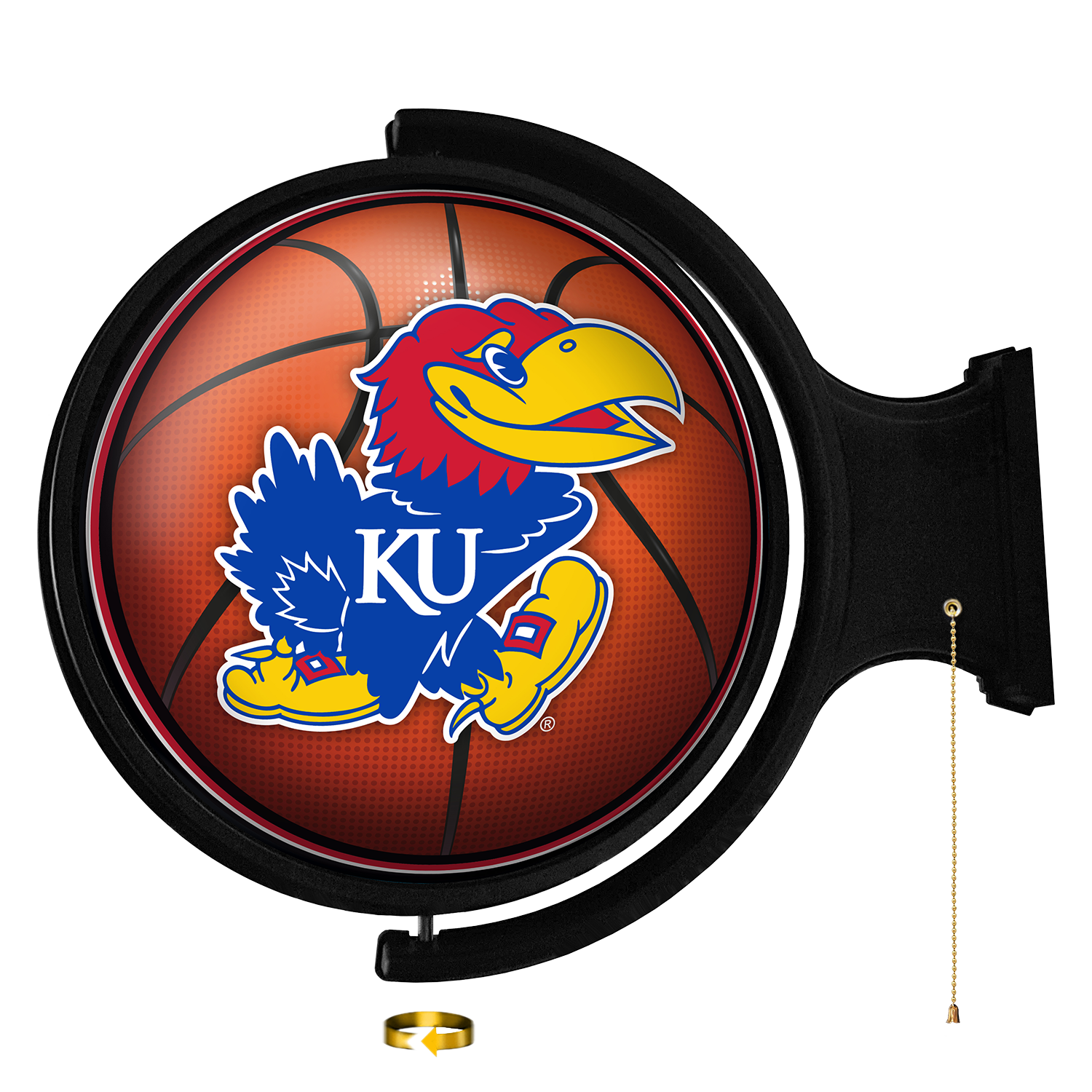 Kansas Jayhawks Round Basketball Rotating Wall Sign