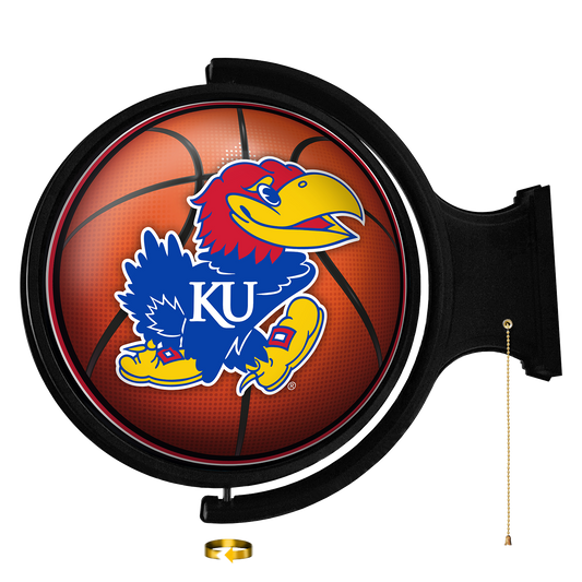 Kansas Jayhawks Round Basketball Rotating Wall Sign
