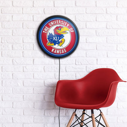 Kansas Jayhawks Slimline Round Lighted Wall Sign Room View