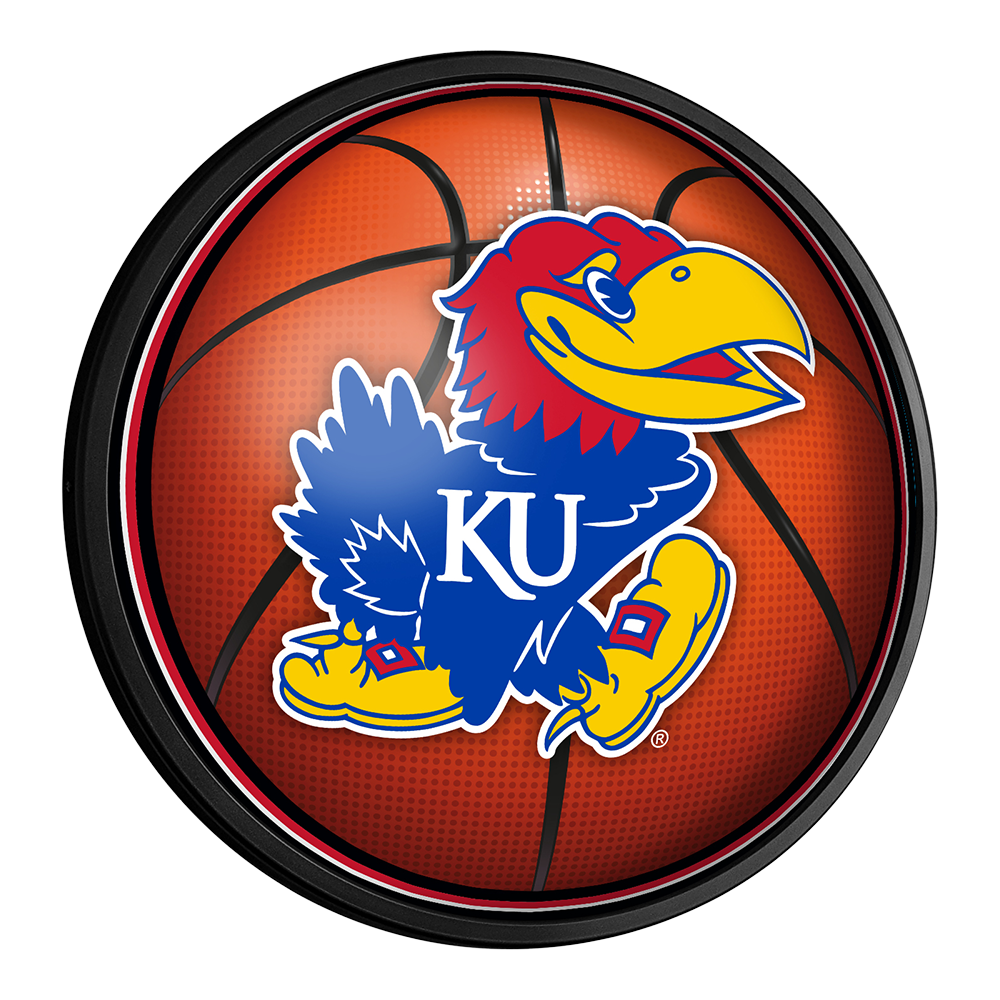 Kansas Jayhawks Basketball Slimline Round Lighted Wall Sign