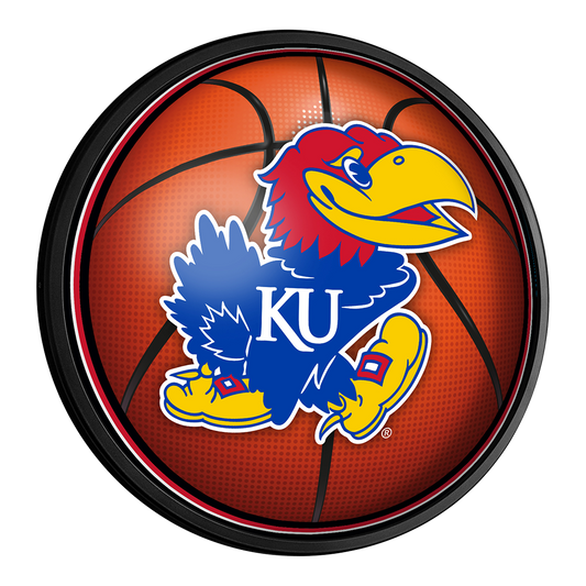 Kansas Jayhawks Basketball Slimline Round Lighted Wall Sign