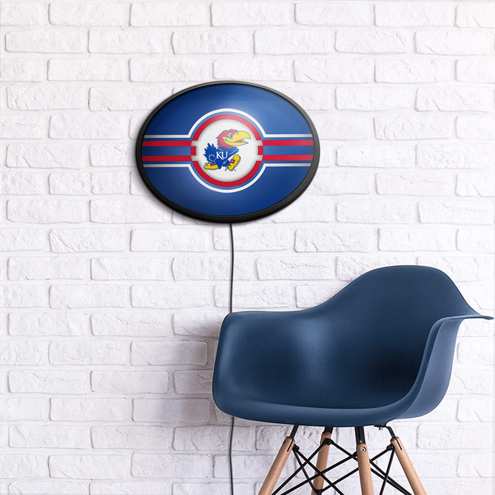 Kansas Jayhawks Slimline Oval Lighted Wall Sign Room View