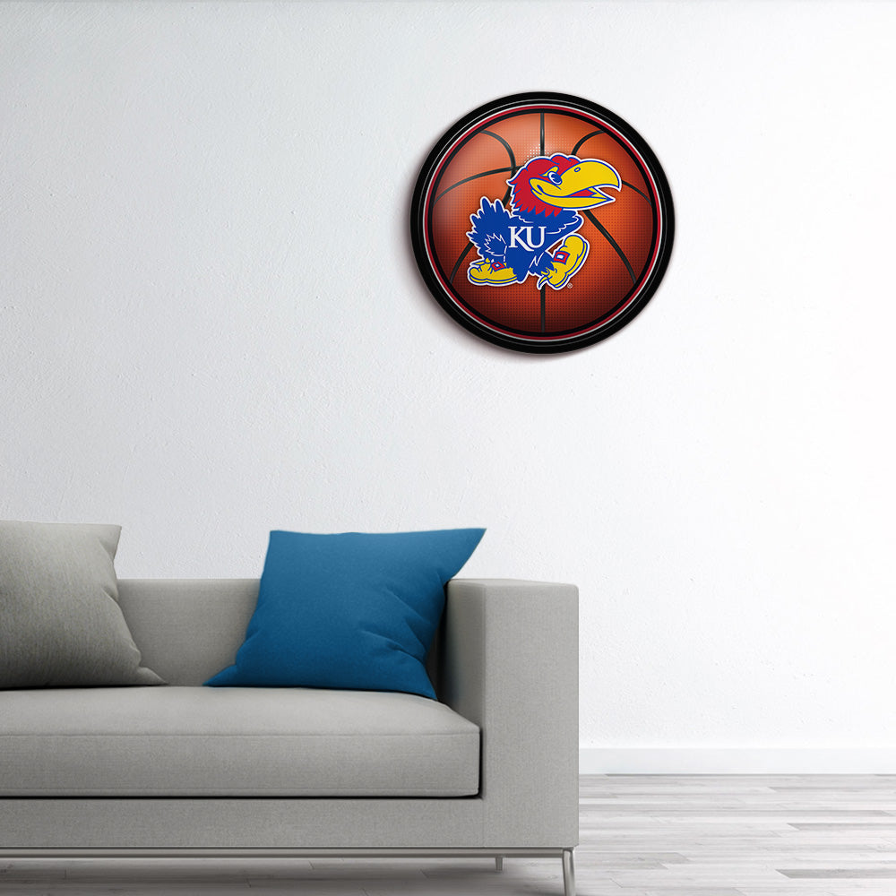 Kansas Jayhawks Basketball Modern Disc Wall Sign Room View