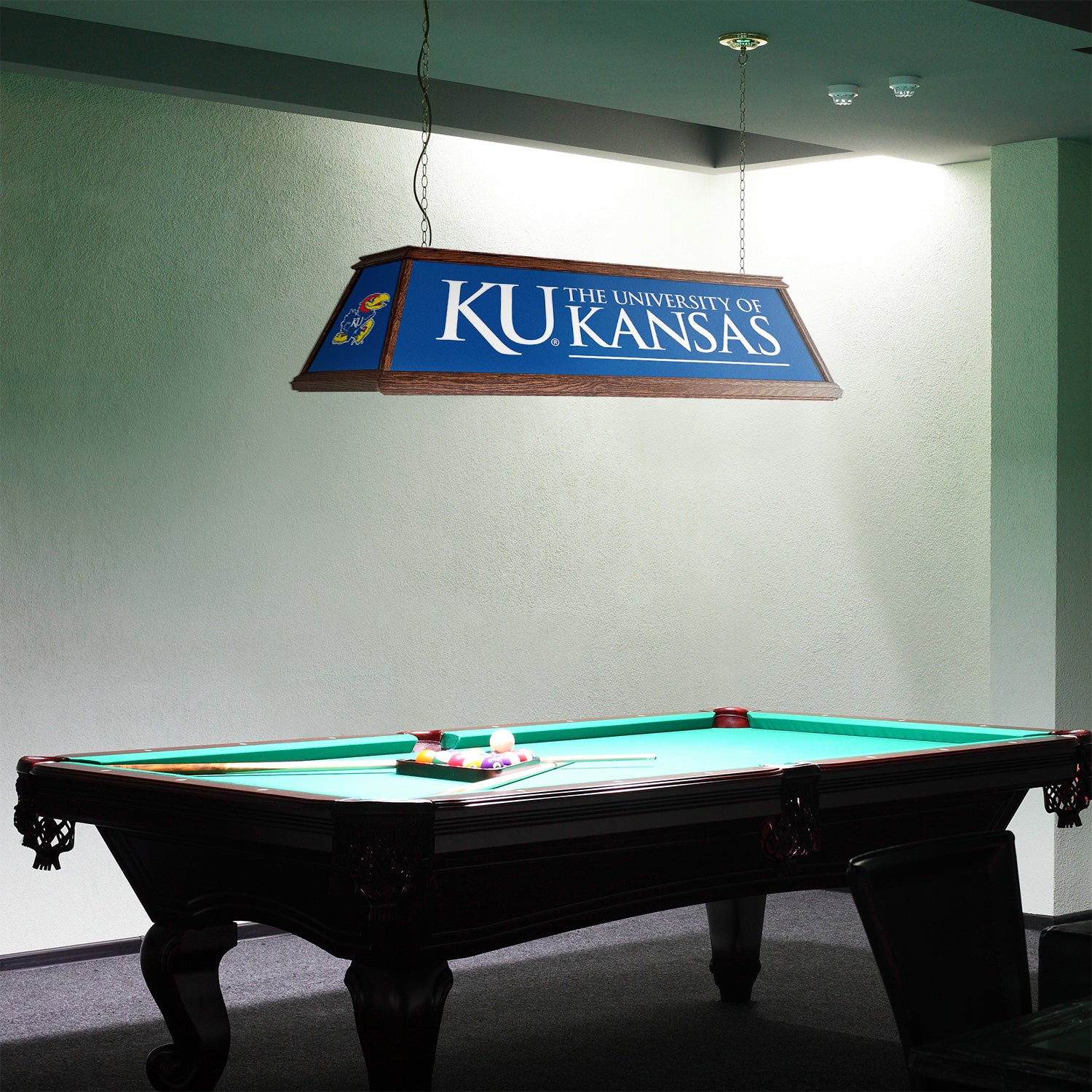 Kansas Jayhawks Premium Pool Table Light Room View