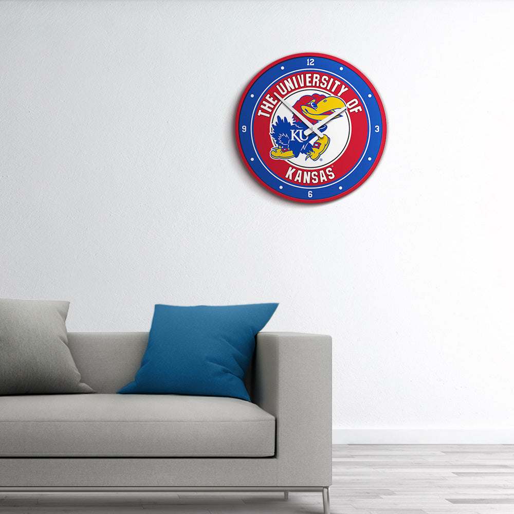 Kansas Jayhawks Round Wall Clock Room View