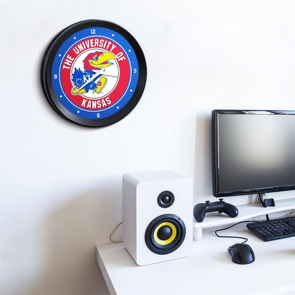 Kansas Jayhawks Ribbed Wall Clock Room View