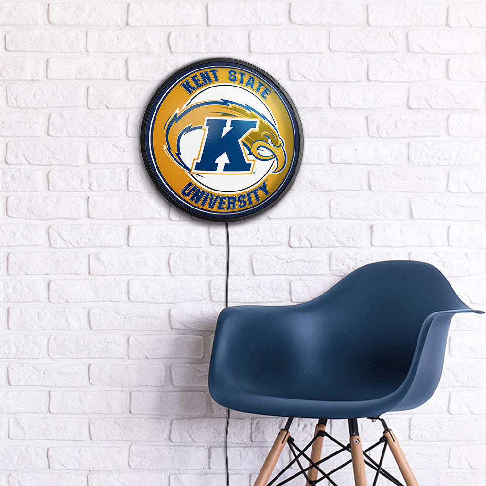 Kent State Golden Flashes Slimline Round Lighted Wall Sign Room View