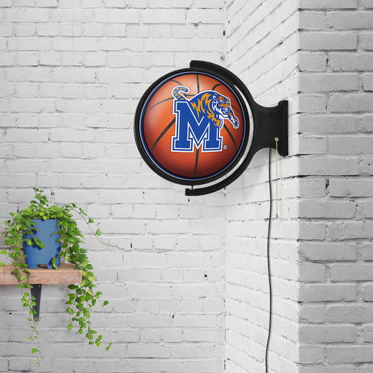 Memphis Tigers Round Basketball Rotating Wall Sign Room View