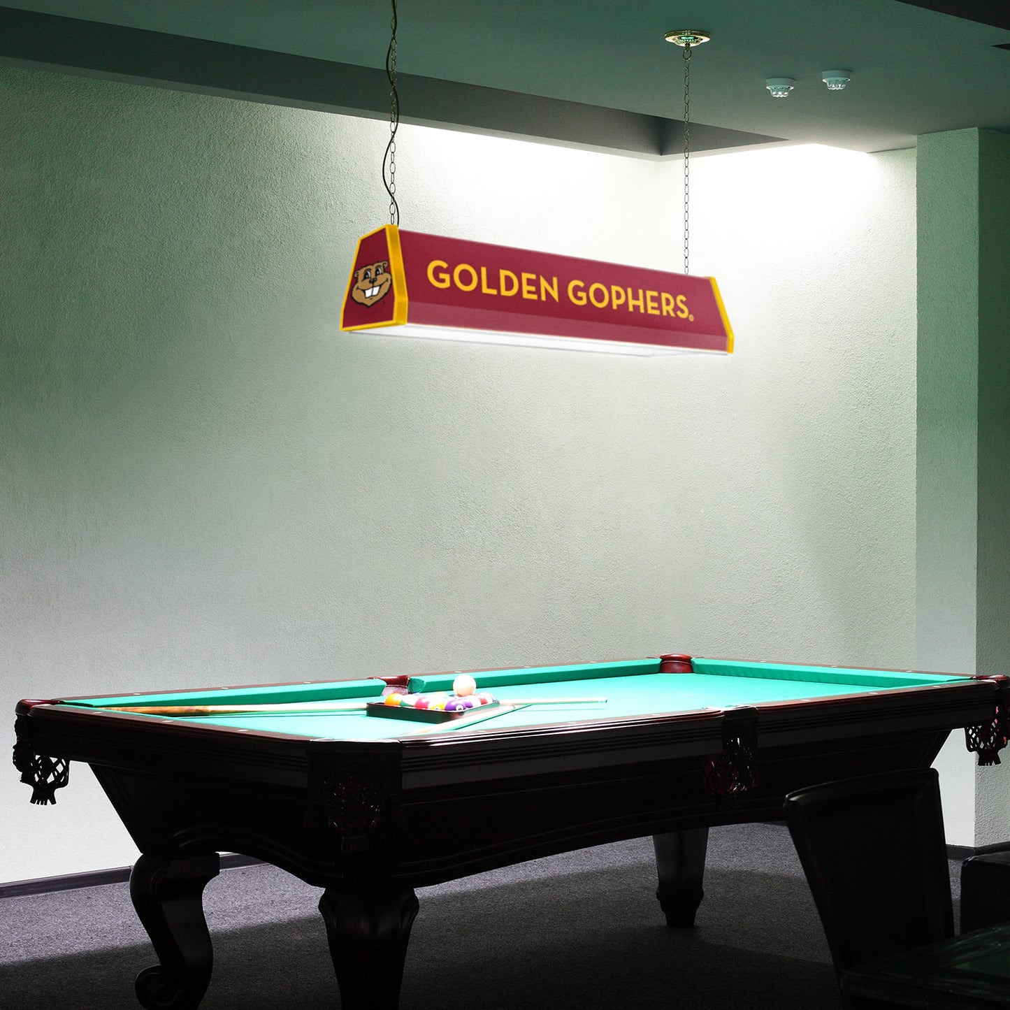 Minnesota Golden Gophers Standard Pool Table Light Room View