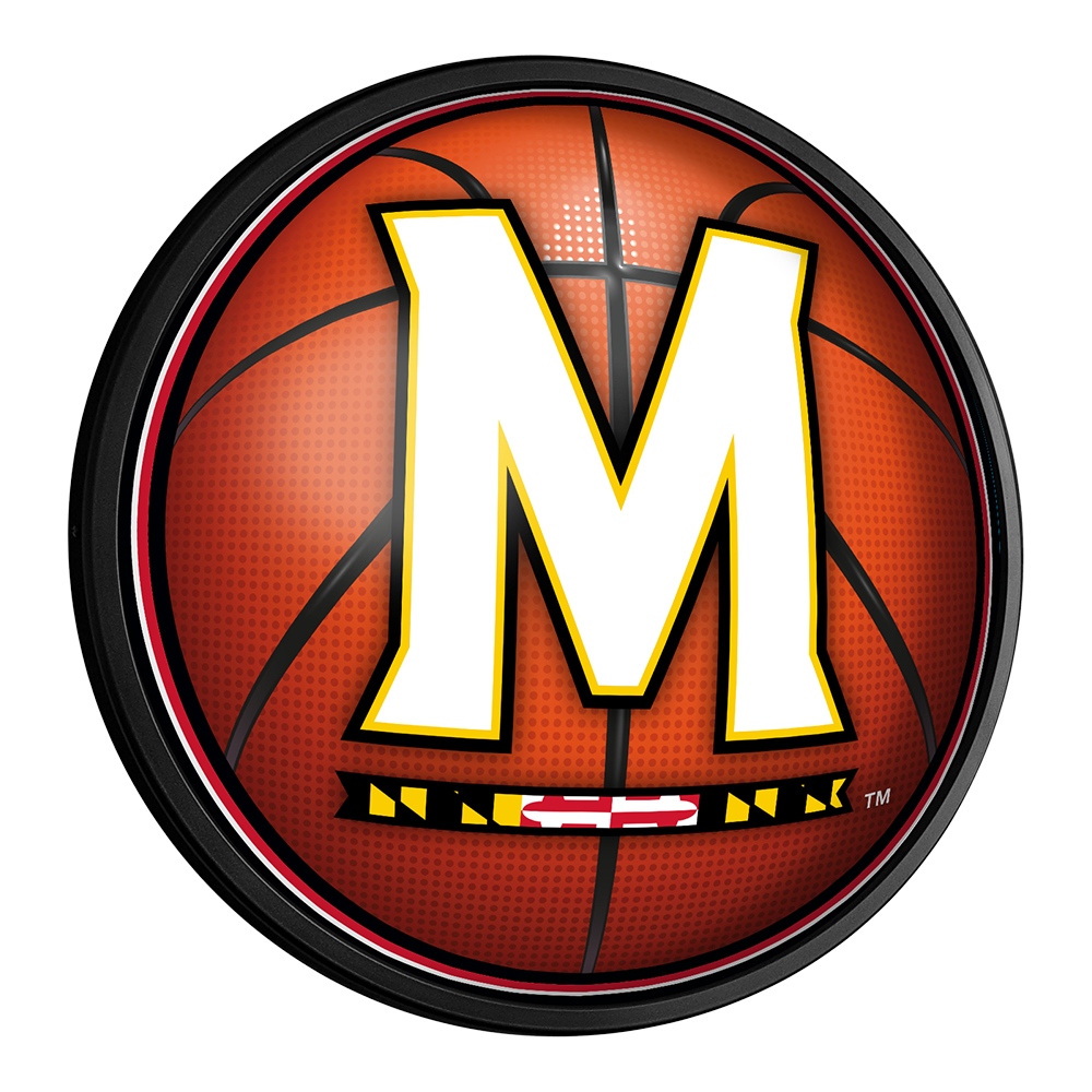 Maryland Terrapins Basketball Slimline Round Lighted Wall Sign