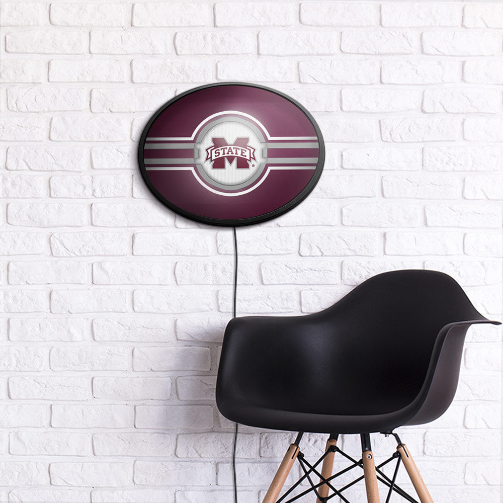 Mississippi State Bulldogs Slimline Oval Lighted Wall Sign Room View