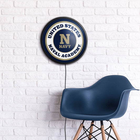Navy Midshipmen Slimline Round Lighted Wall Sign Room View