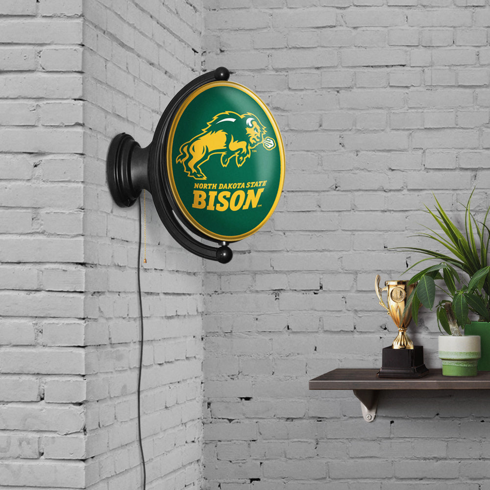North Dakota State Bison Oval Rotating Wall Sign Room View