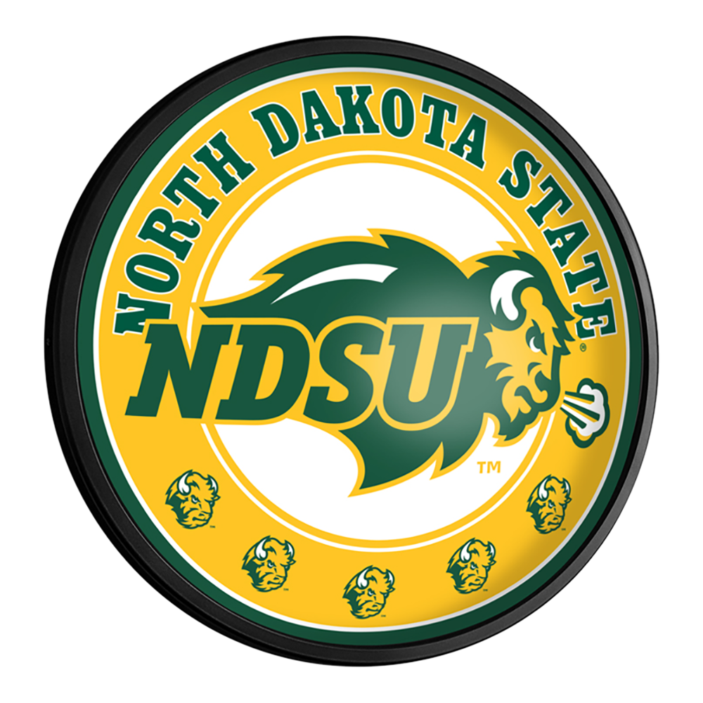 North Dakota State Bison Slimline Round Lighted Wall Sign