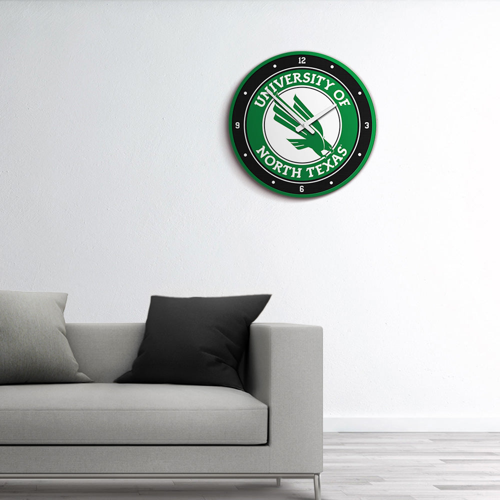 North Texas Mean Green Round Wall Clock Room View