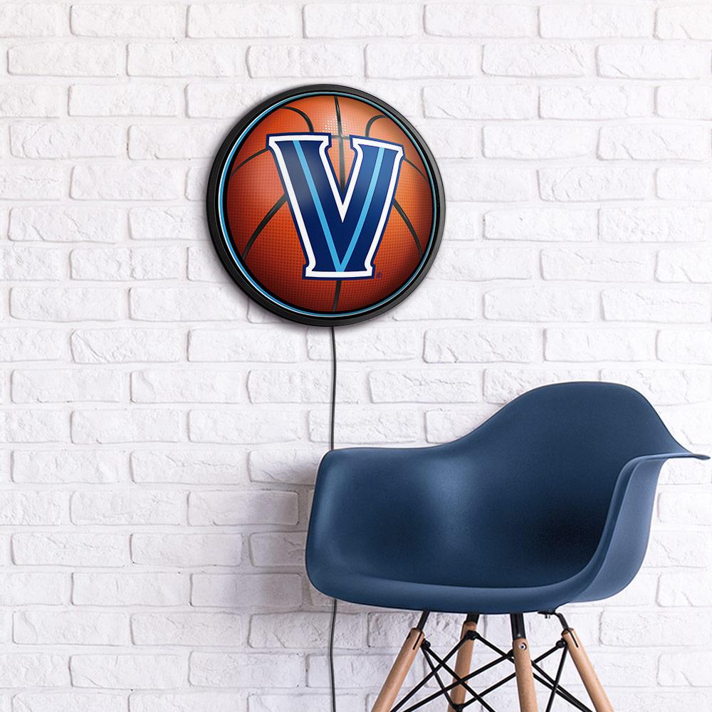 Villanova Wildcats Basketball Slimline Round Lighted Wall Sign Room View