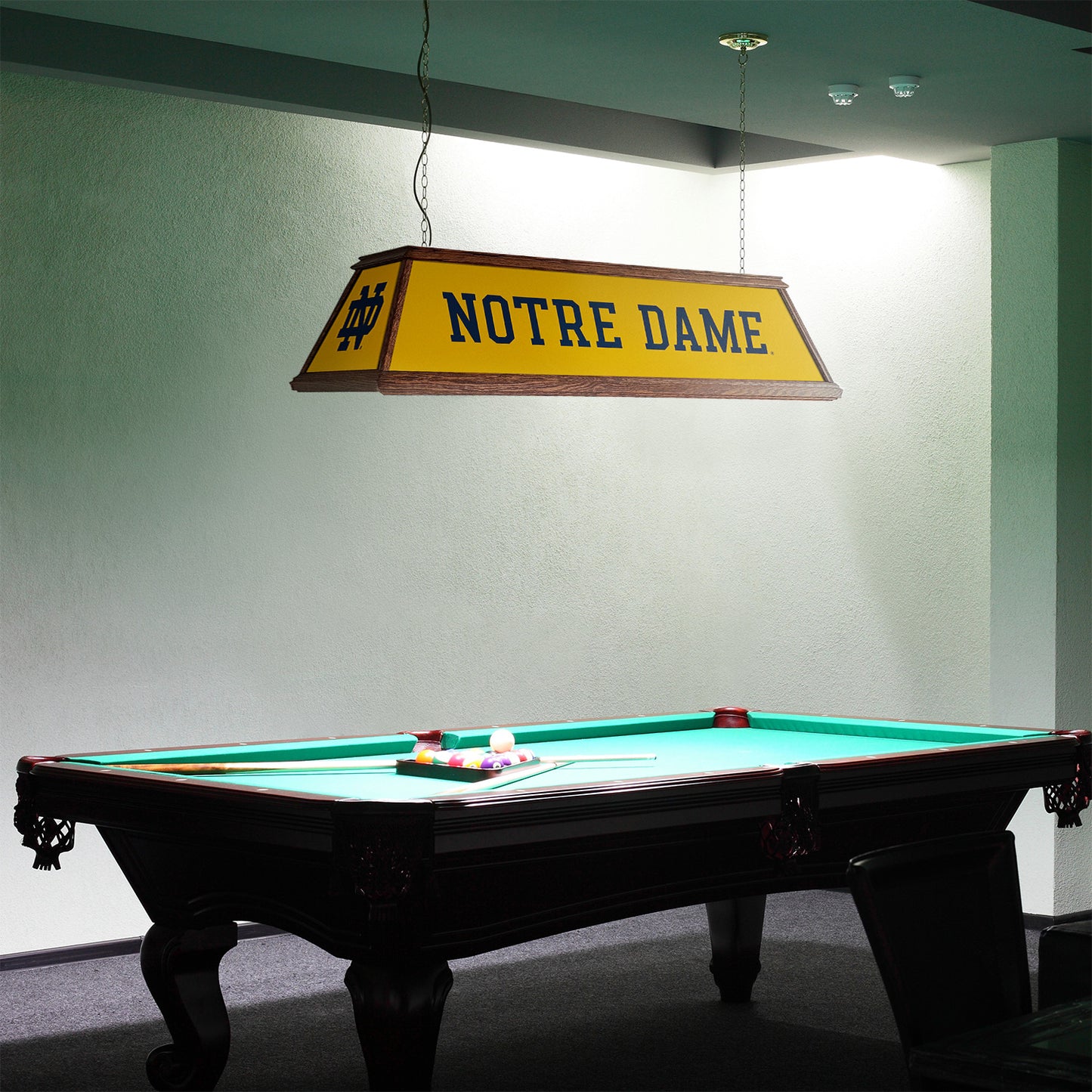 Notre Dame Fighting Irish Premium Pool Table Light Room View