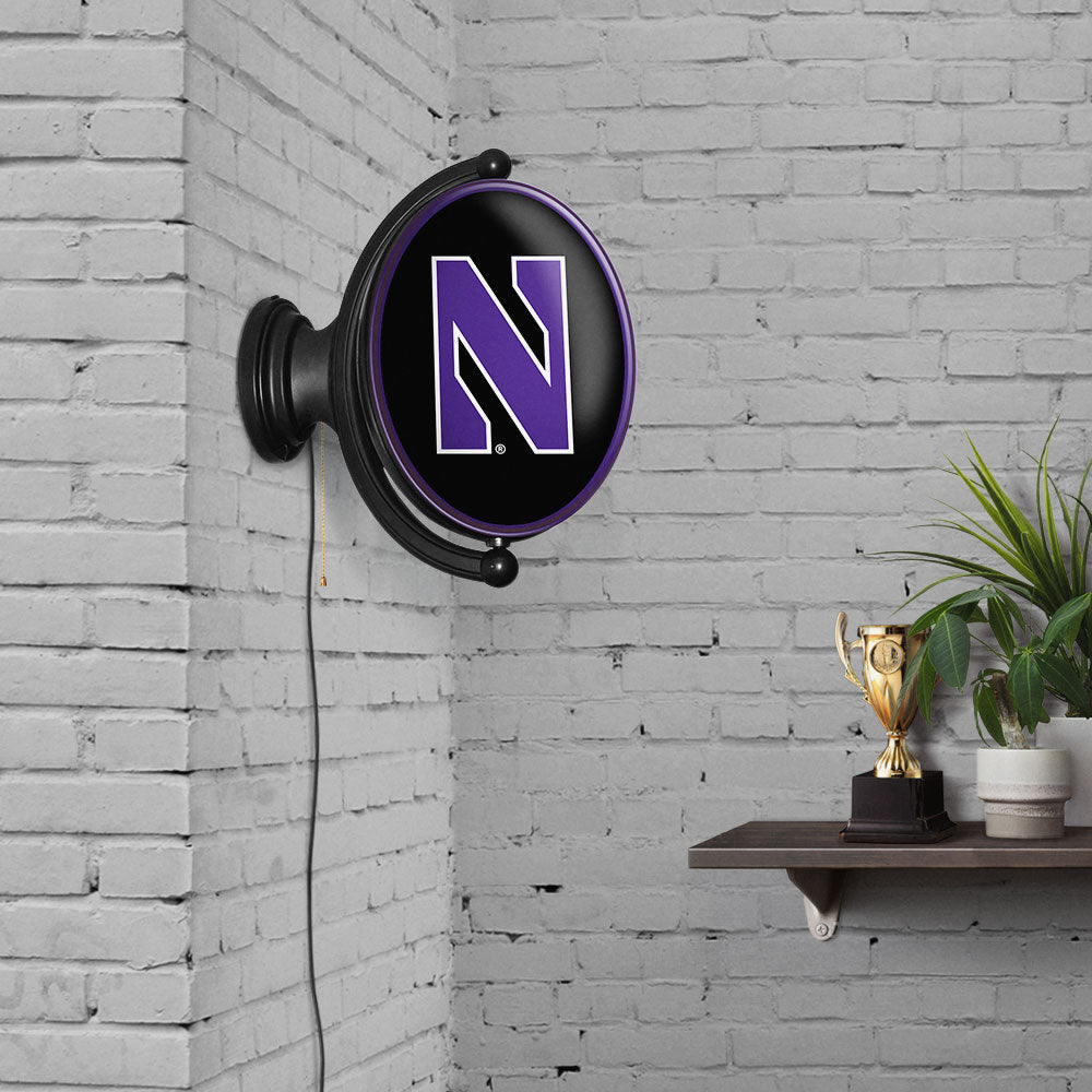 Northwestern Wildcats Oval Rotating Wall Sign Room View
