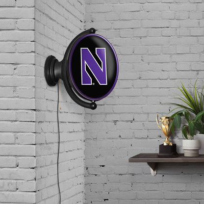 Northwestern Wildcats Oval Rotating Wall Sign Room View