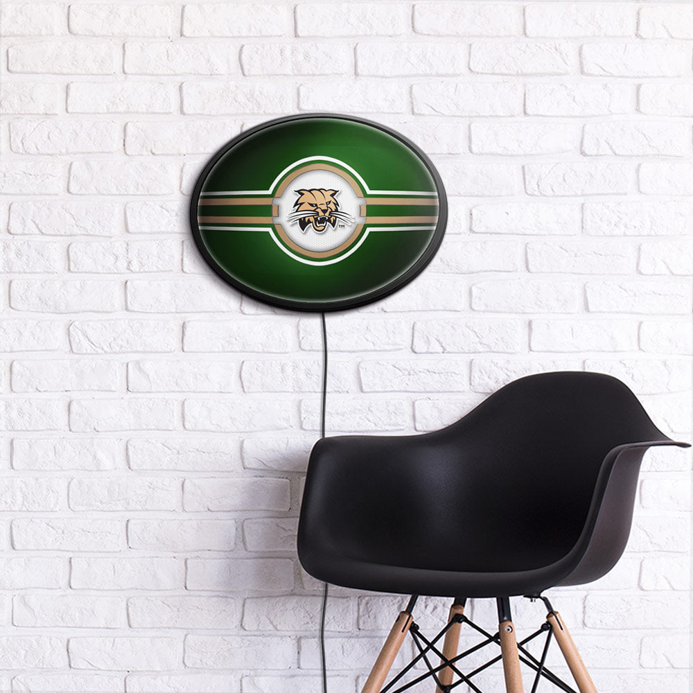 Ohio Bobcats Slimline Oval Lighted Wall Sign Room View