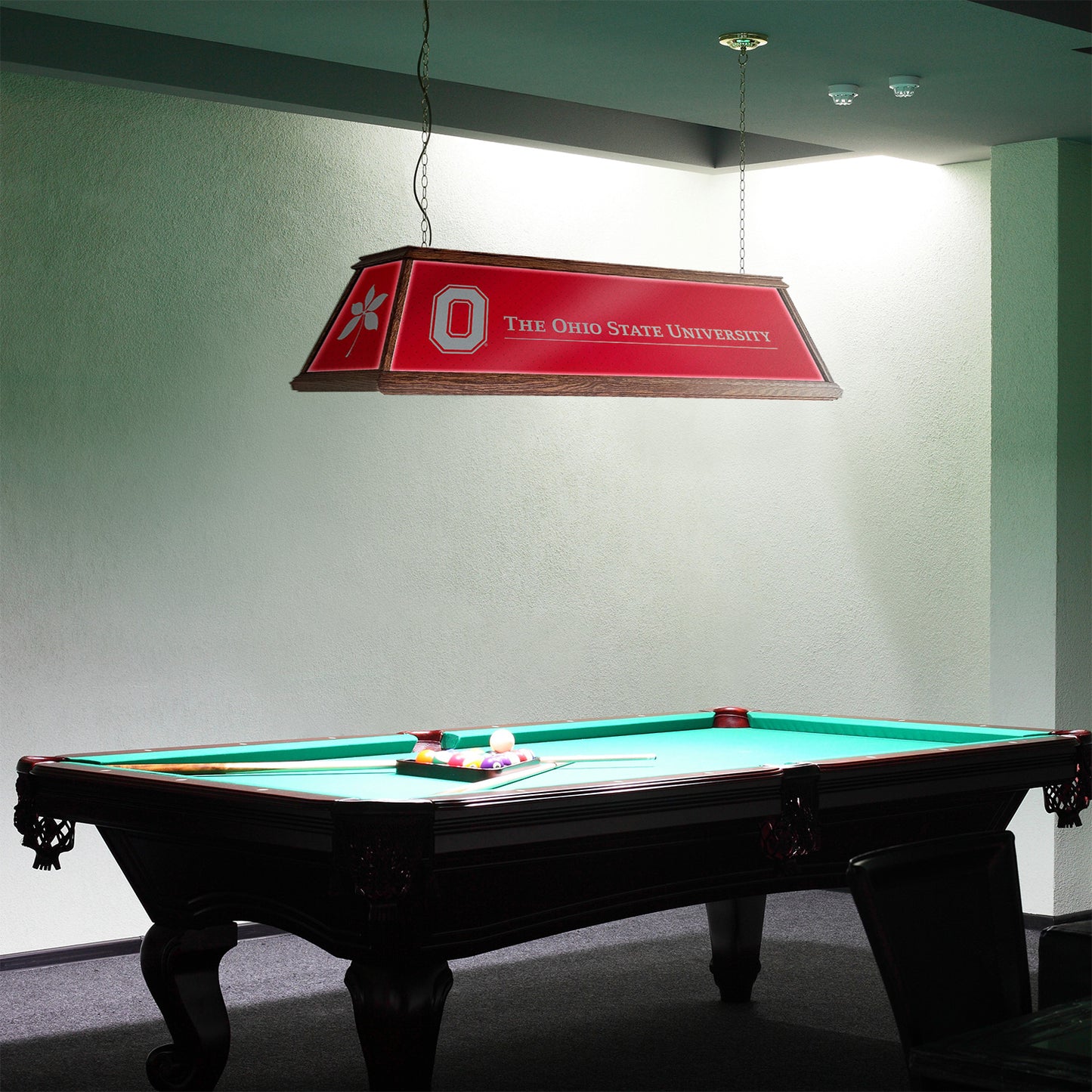 Ohio State Buckeyes Premium Pool Table Light Room View