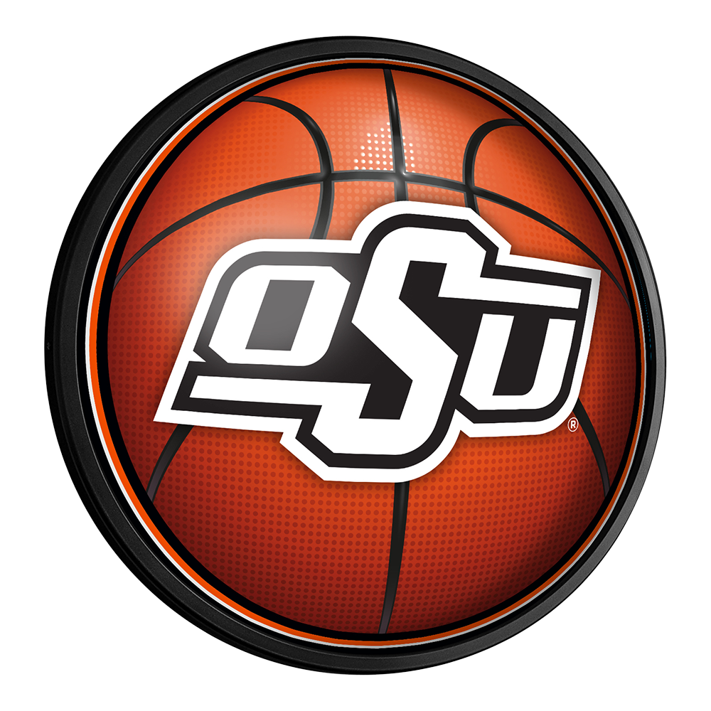 Oklahoma State Cowboys Basketball Slimline Round Lighted Wall Sign