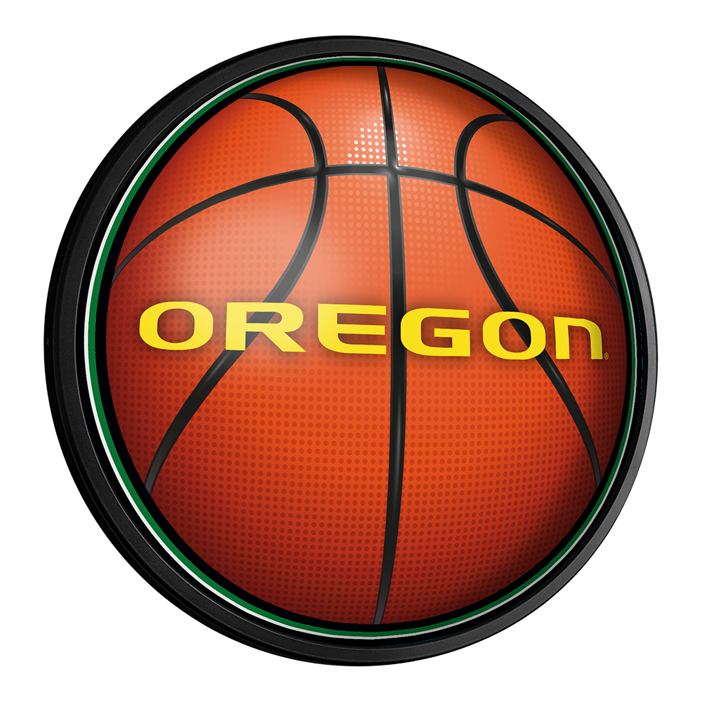 Oregon Ducks Basketball Slimline Round Lighted Wall Sign