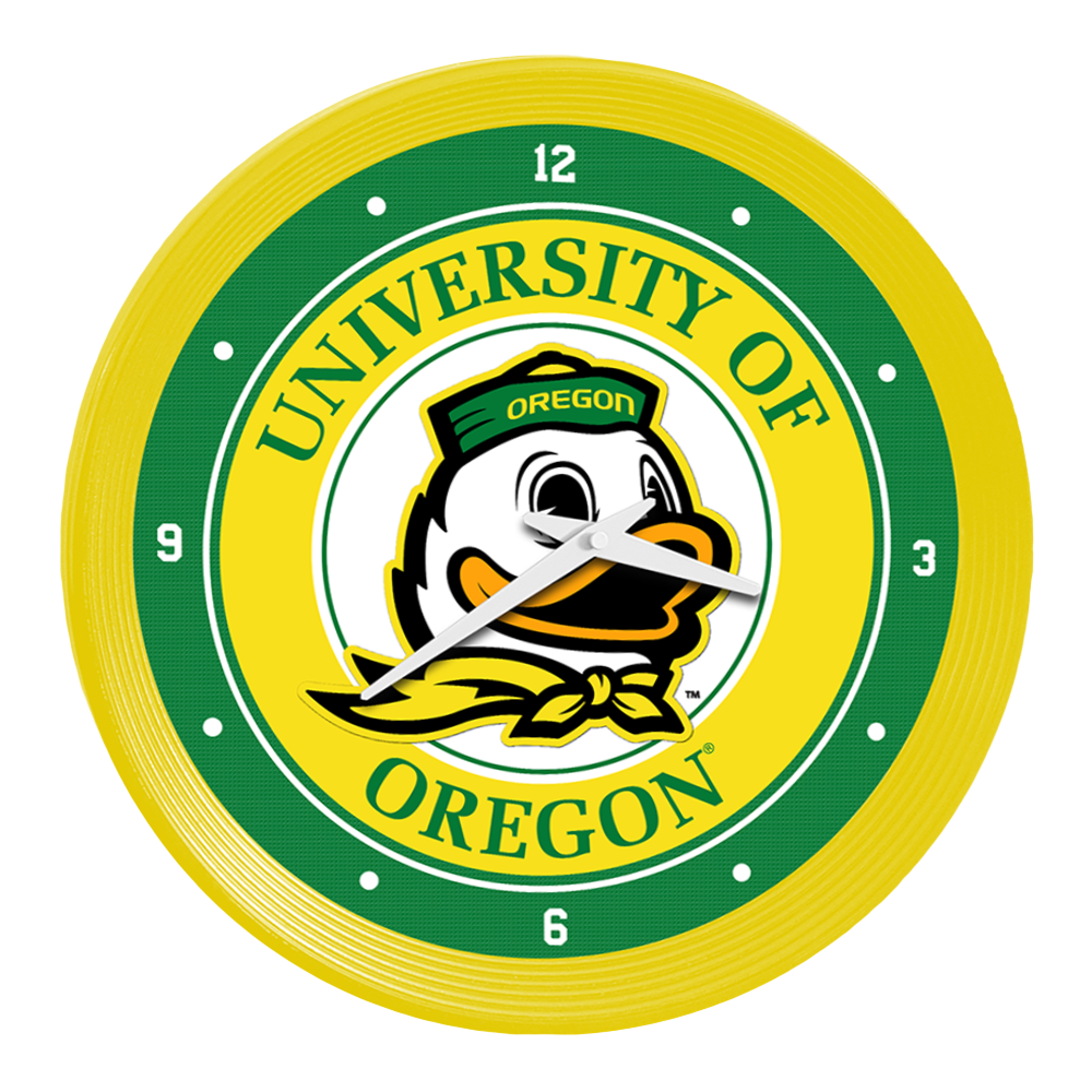Oregon Ducks Ribbed Wall Clock