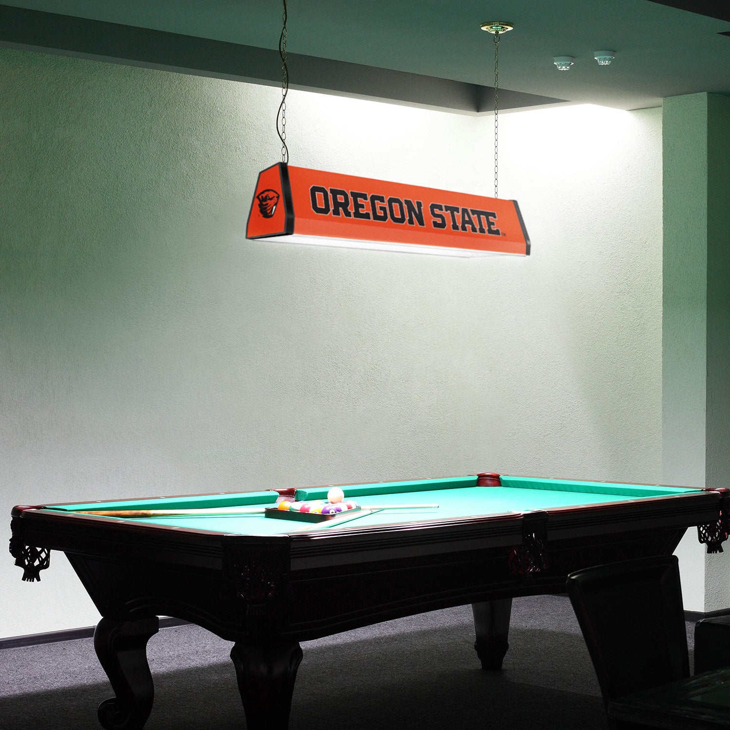 Oregon State Beavers Standard Pool Table Light Room View