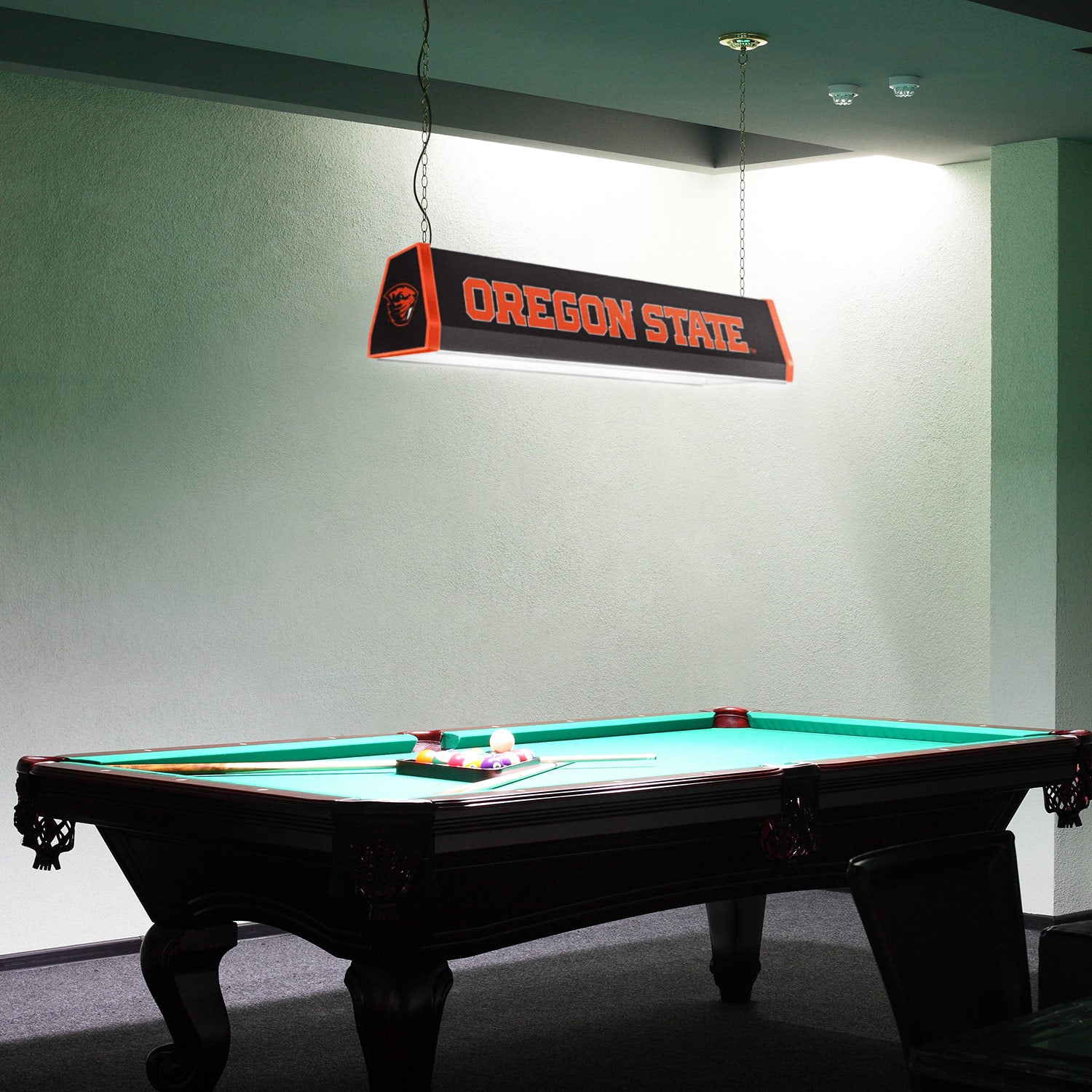 Oregon State Beavers Standard Pool Table Light Room View