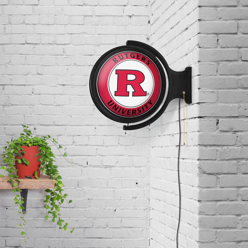Rutgers Scarlet Knights Round Rotating Wall Sign Room View