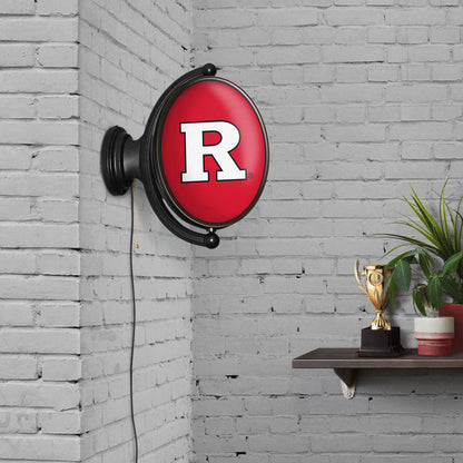 Rutgers Scarlet Knights Oval Rotating Wall Sign Room View