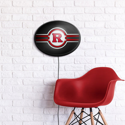 Rutgers Scarlet Knights Slimline Oval Lighted Wall Sign Room View