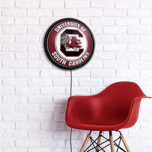 South Carolina Gamecocks Slimline Round Lighted Wall Sign Room View