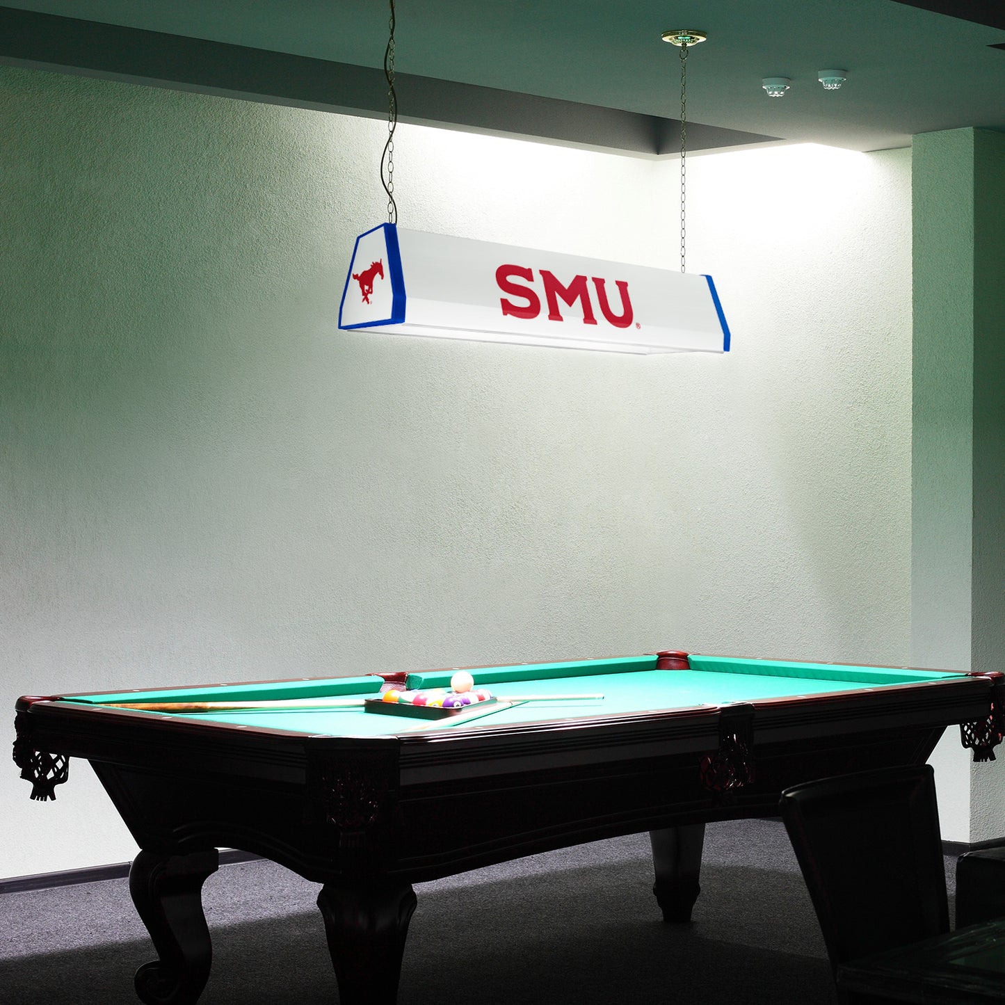 SMU Mustangs Standard Pool Table Light Room View